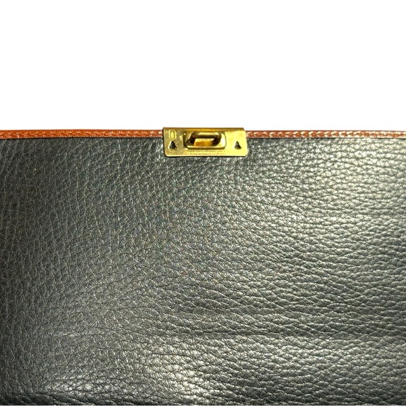 Bally Vintage Leather Clutch Bag Black Brown Gold Hardware - Picture 9 of 10
